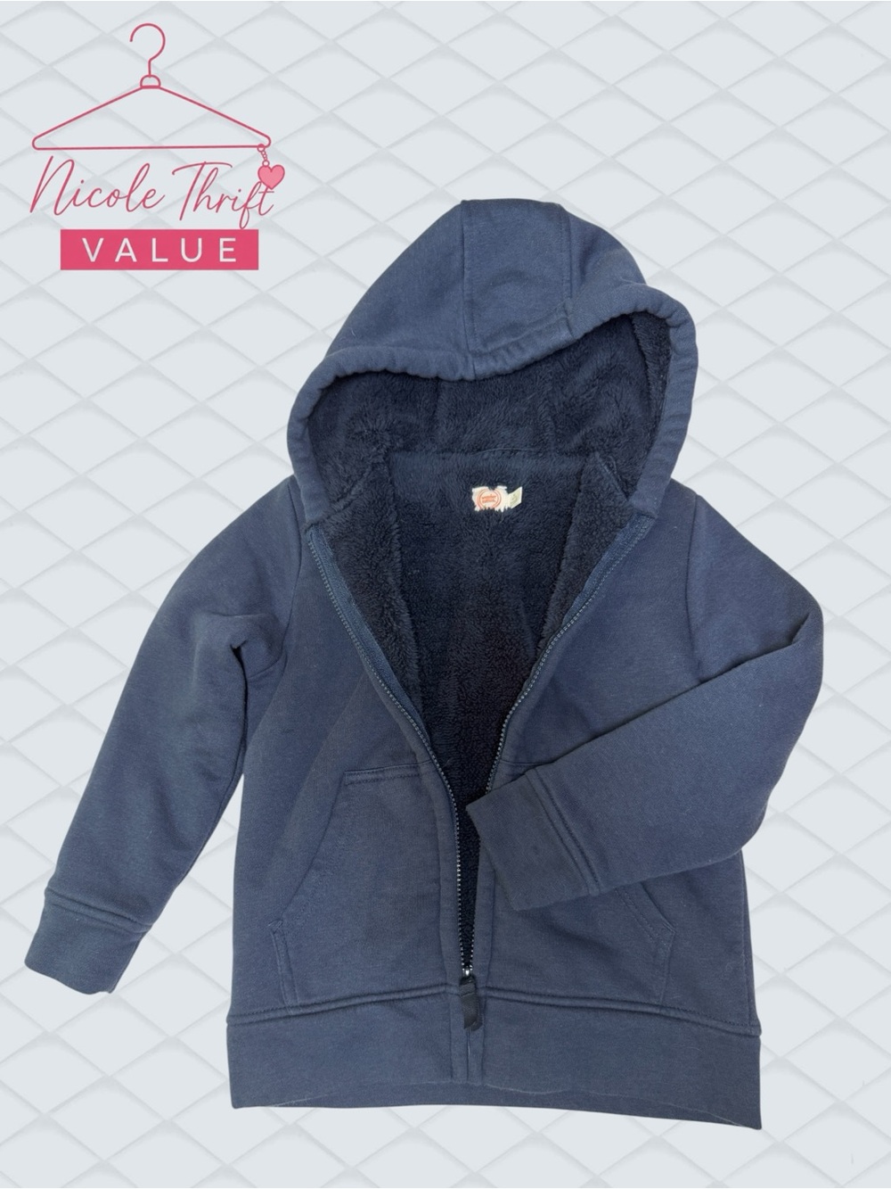 Nicole Thrift Value | Wonder Nation Boys Navy Sherpa Lined Zip Hoodie S 6/7